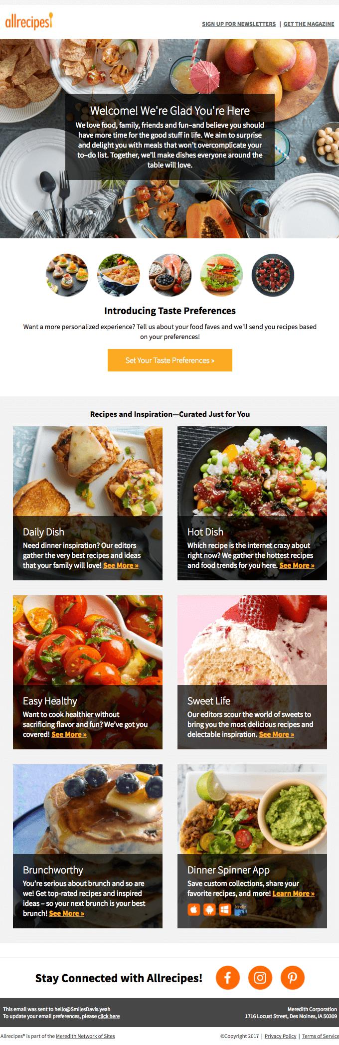 Allrecepies emails